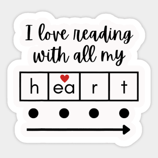 I Love Reading With All My Heart Science Teacher Valentine Sticker